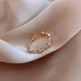 Classic Round Adjustable Ring in Gold and Crystal