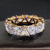 Vintage Triangular Ring with Gold-Colored Stones