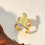 Adjustable vintage gold starfish ring