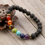 Vintage Chakra Bracelet Lava Stone