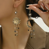 Vintage earrings with Sun and Moon motif