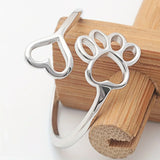 Handmade ring with footprint and heart - adjustable, 925 silver