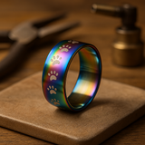 Stainless steel handmade ring with an umbrella trace